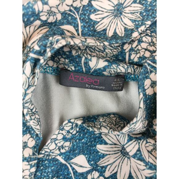 Azalea by Firmiana Womens Tunic Blouse Size 4X Blue Floral Daisy Plus - Picture 5 of 12